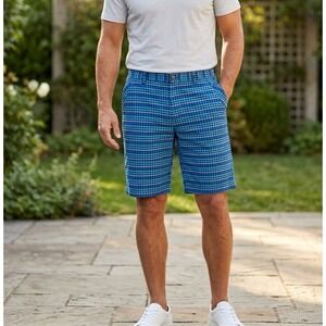 Lululemon Mens Commission Short Blue Gingham Checkered Golf Performance Shorts